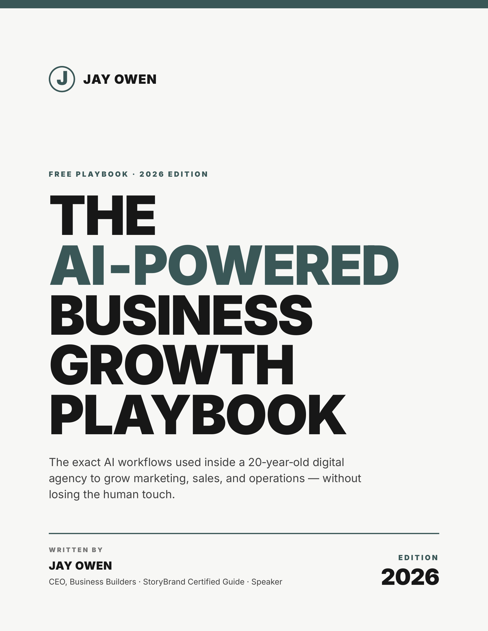 The 2026 AI Playbook for Small Business Owners &mdash; cover page